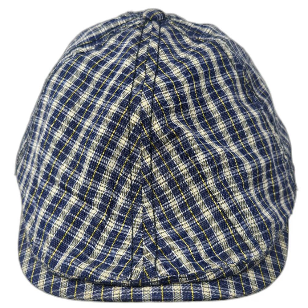 Ben Sherman Newsboy Cap Blue M Plaid Pattern Fitted Hat Classic Checkered